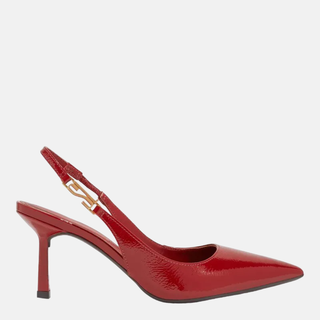 Scarpin Santa Lolla Slingback Verniz Bico Fino Salto Médio Vermelho