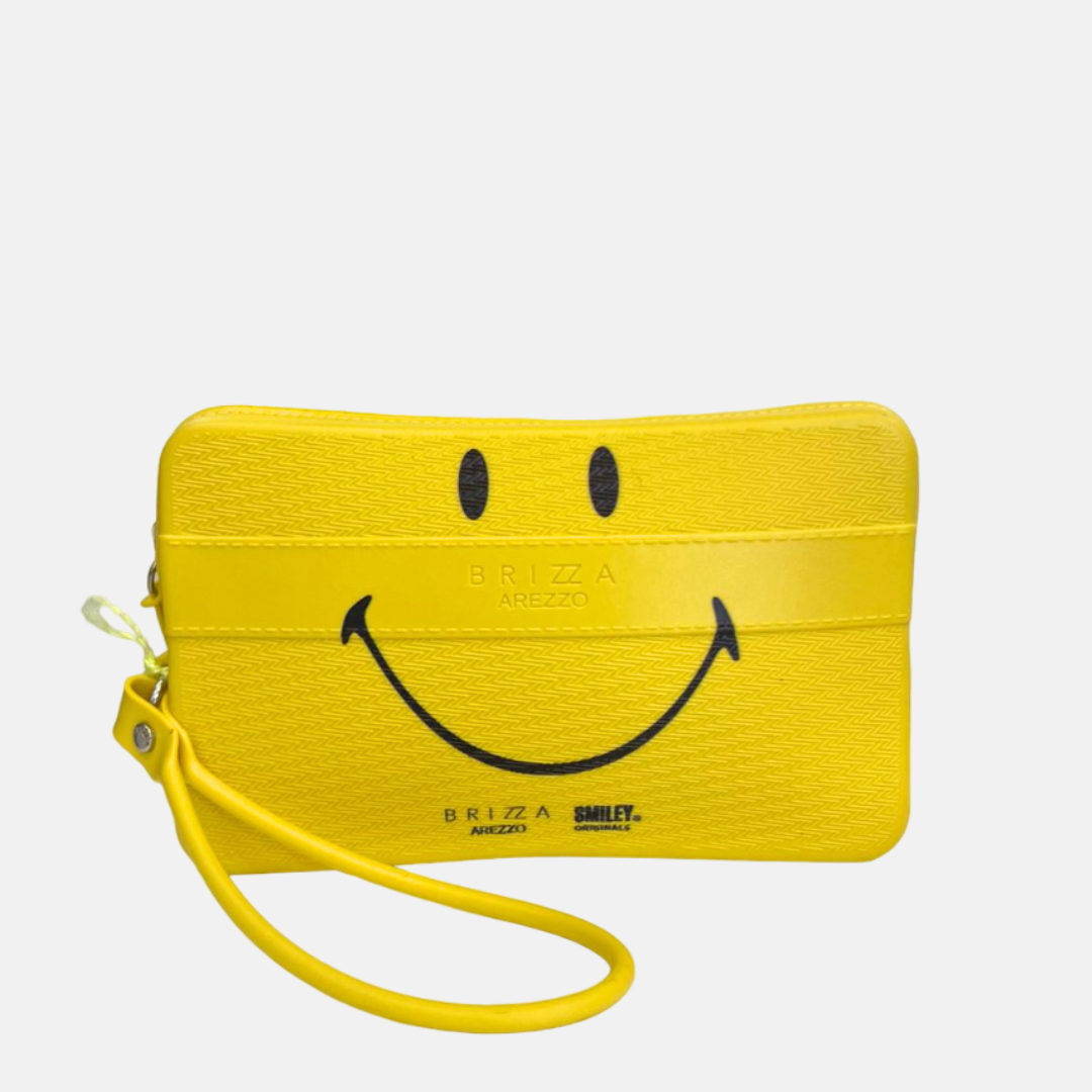 Clutch Brizza Arezzo Amarela Smiley Alça Malu