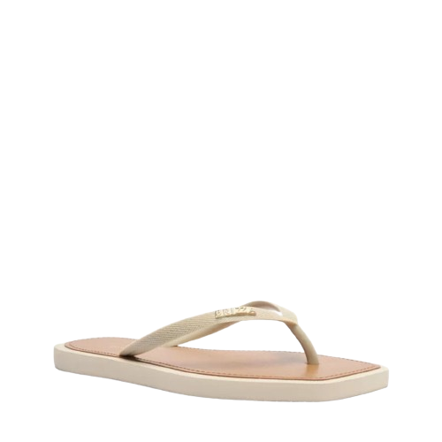 Chinelo de Dedo Brizza Arezzo Off-White Square Palmilha Marrom