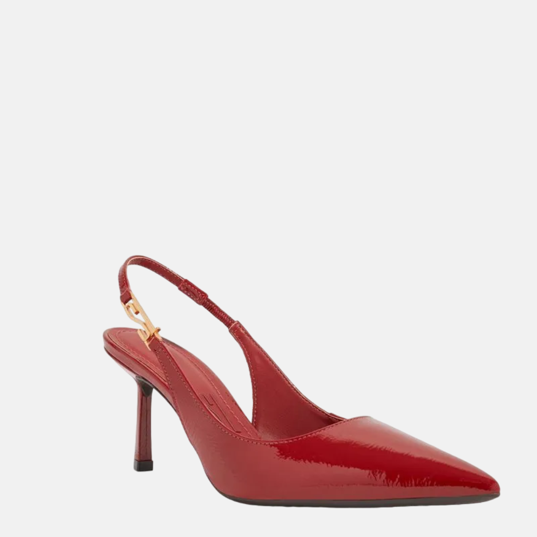 Scarpin Santa Lolla Slingback Verniz Bico Fino Salto Médio Vermelho