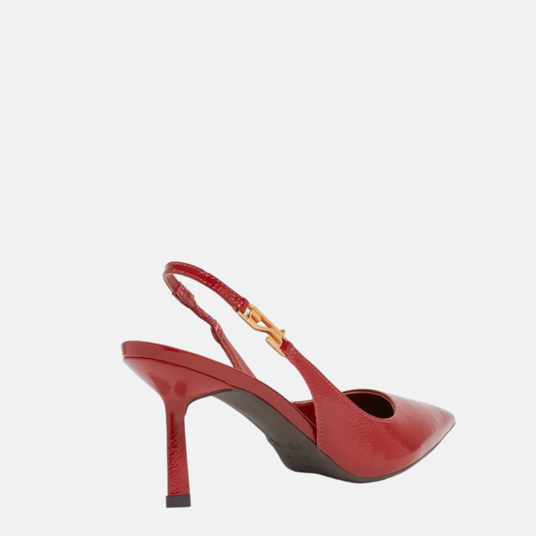 Scarpin Santa Lolla Slingback Verniz Bico Fino Salto Médio Vermelho