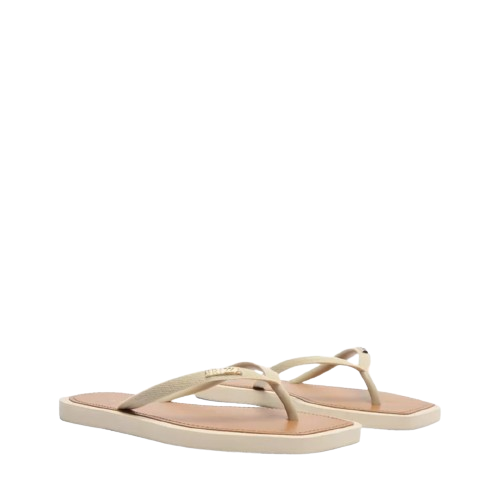 Chinelo de Dedo Brizza Arezzo Off-White Square Palmilha Marrom