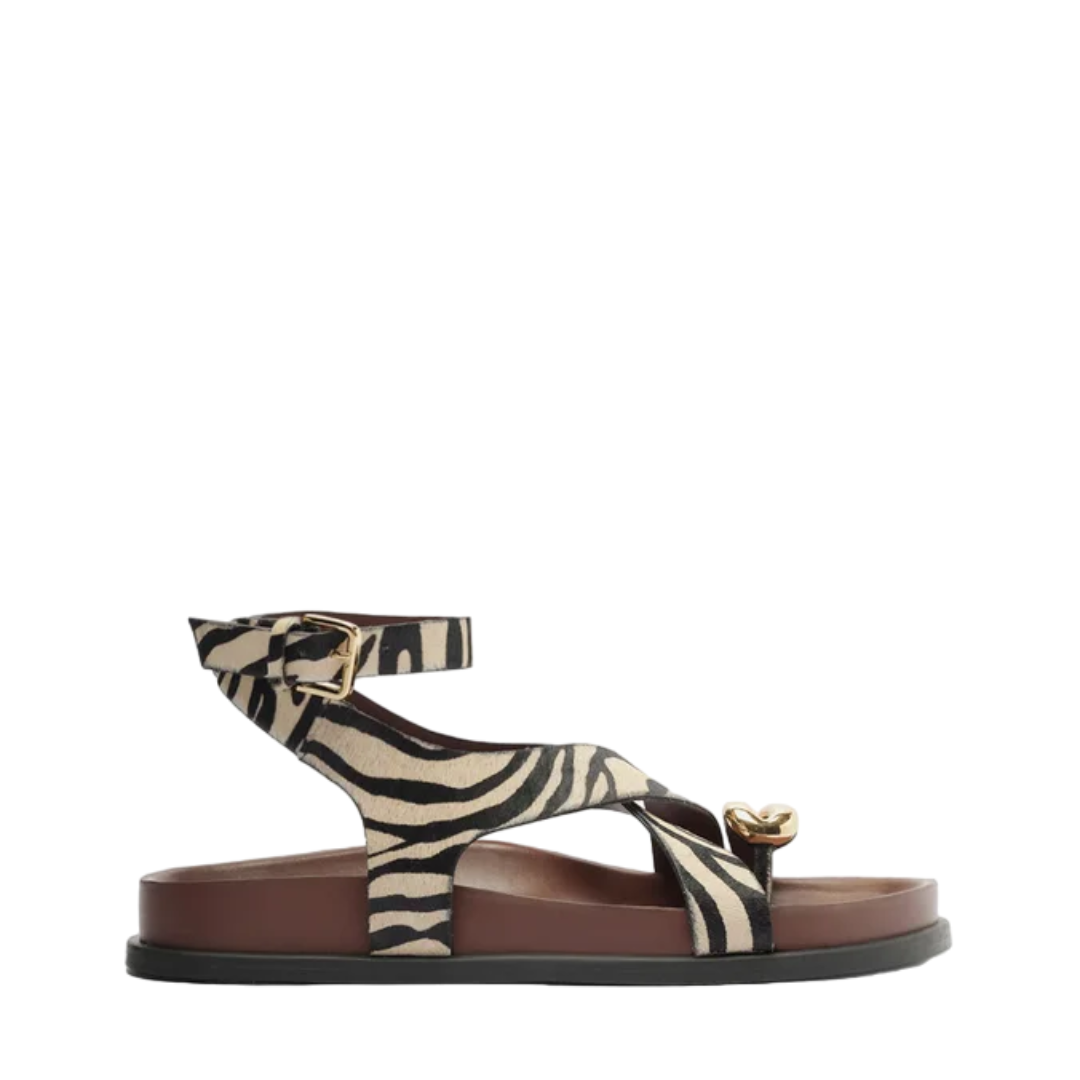 Sandália Arezzo Papete Animal Print Metal Bold