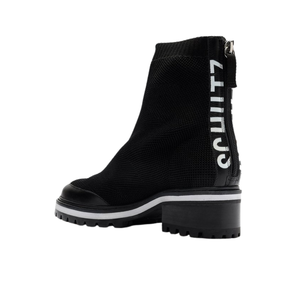 Bota Salto Baixo Multimaterial/Preto Knit