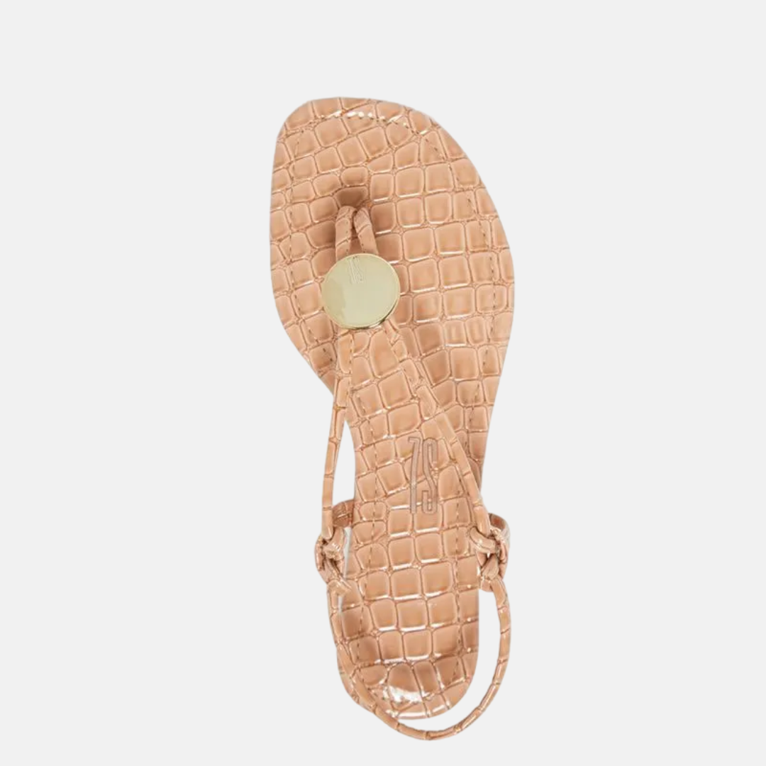 Rasteira Santa Lolla Croco Capri Bege