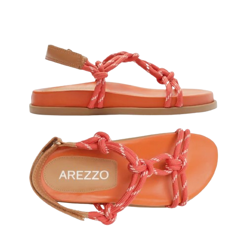 Sandália Arezzo Papete Laranja Couro Custom Anklet