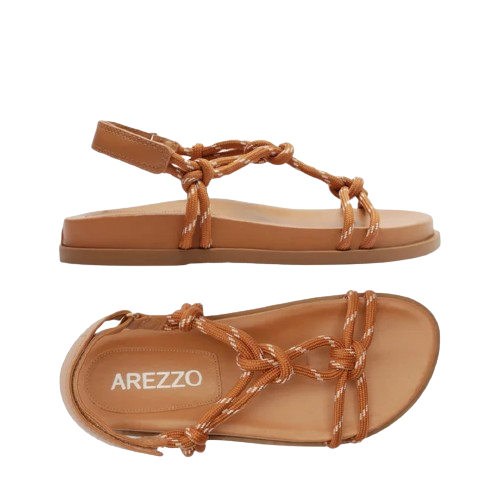 Sandália Arezzo Papete Marrom Couro Custom Anklet