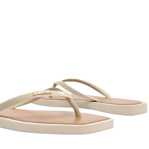 Chinelo de Dedo Brizza Arezzo Off-White Square Palmilha Marrom