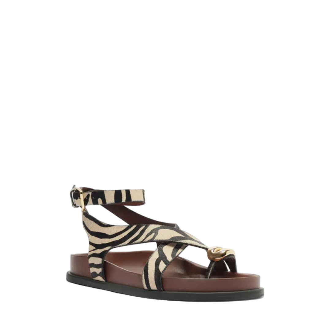 Sandália Arezzo Papete Animal Print Metal Bold