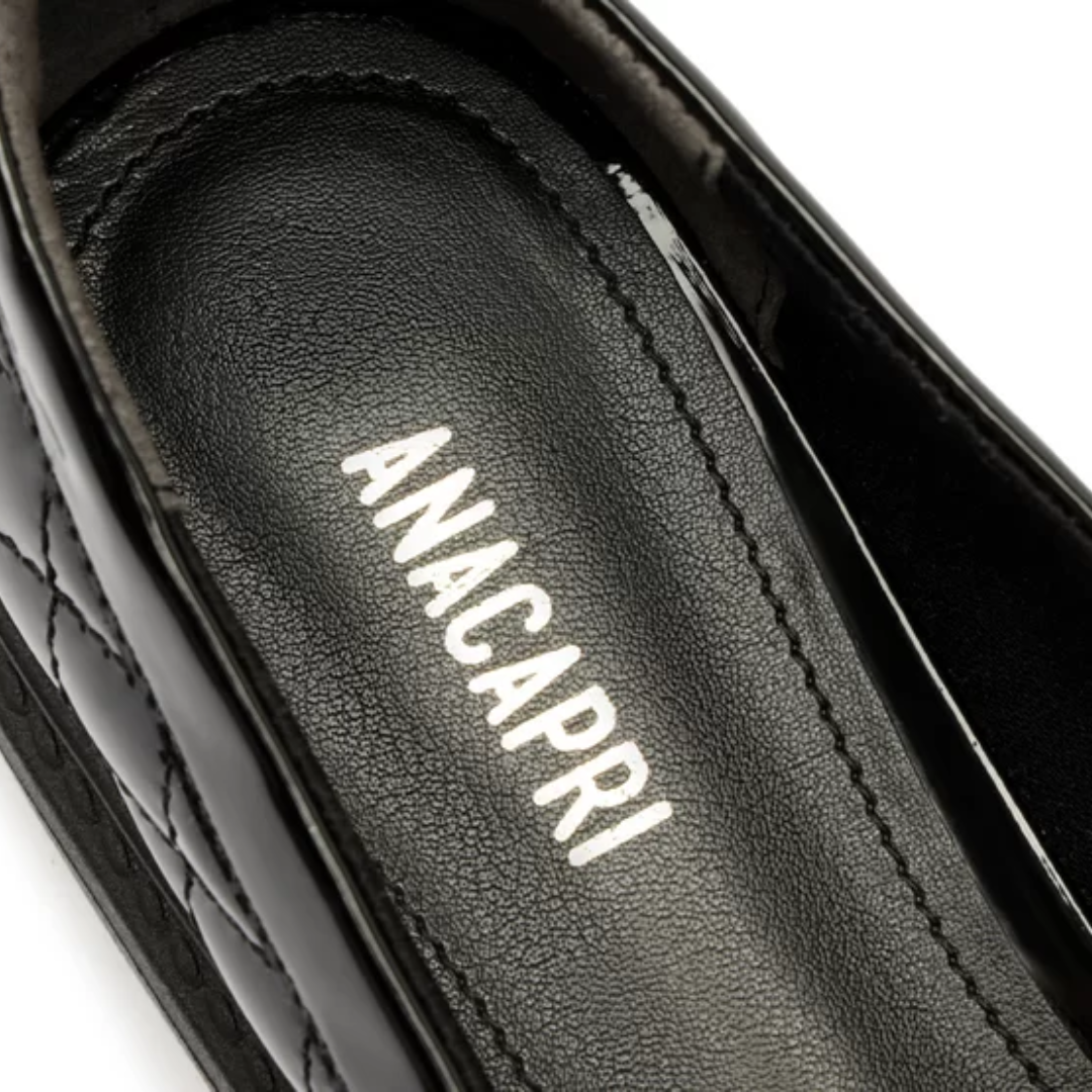 Mocassim Anacapri Preto Matelassê Bridão Bold