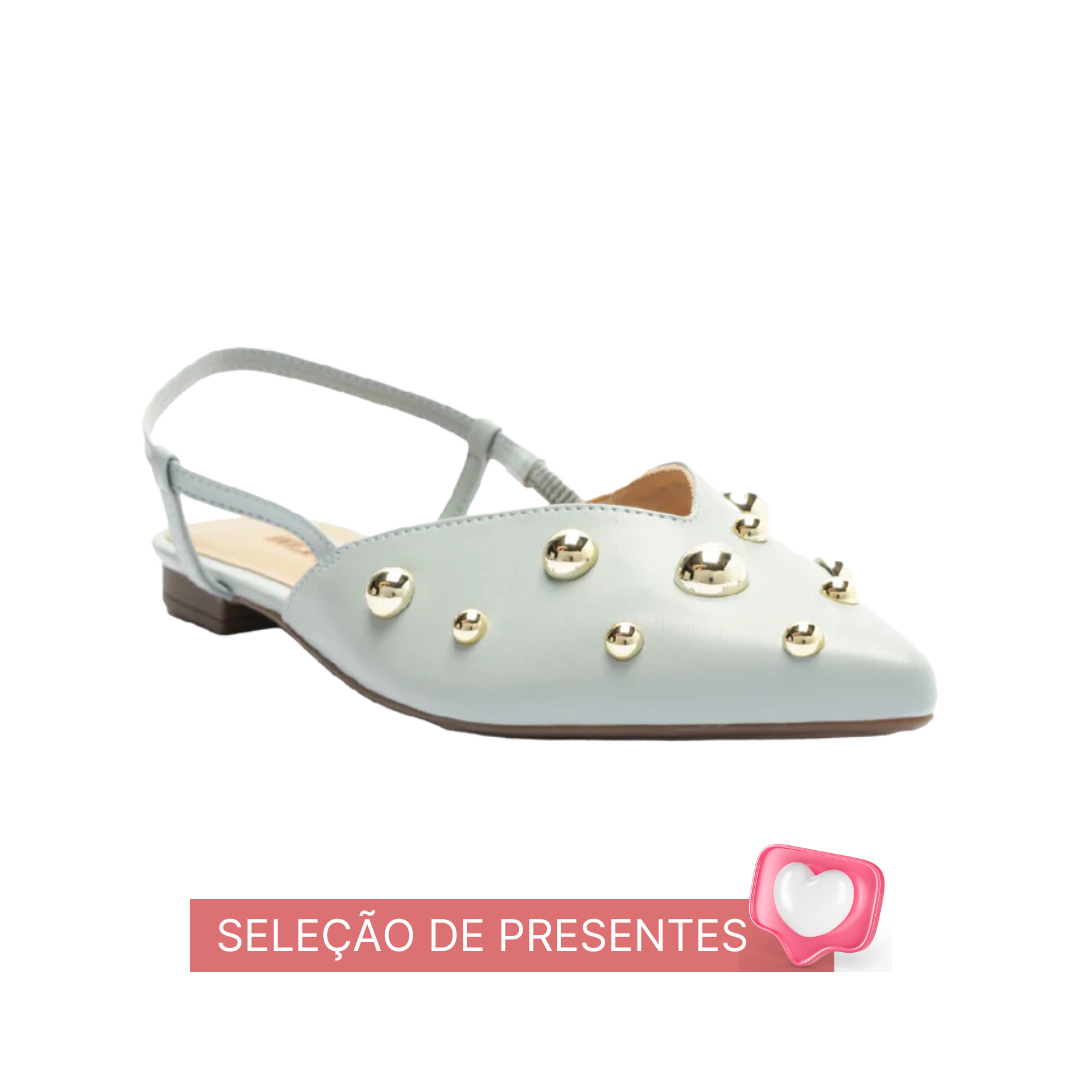 Sapatilha Anacapri Slingback Bico Fino Tachas Azul