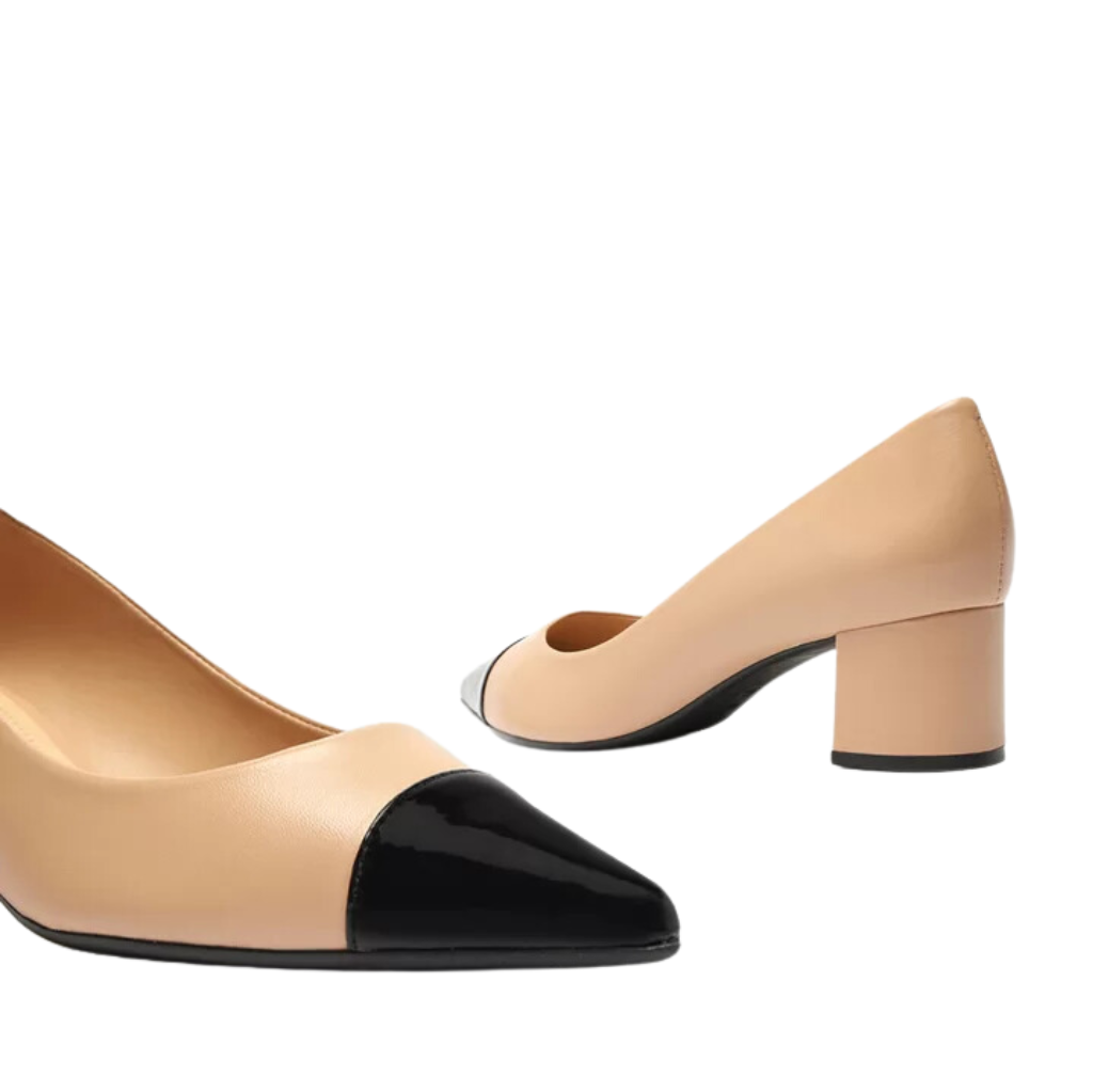 Scarpin Arezzo Nude Couro Bico Fino Cap Toe City