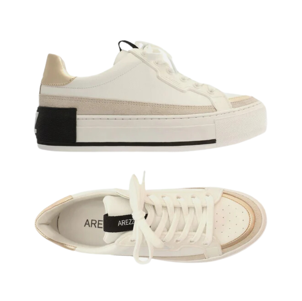 Tênis Arezzo Branco Flatform Amarração Preto