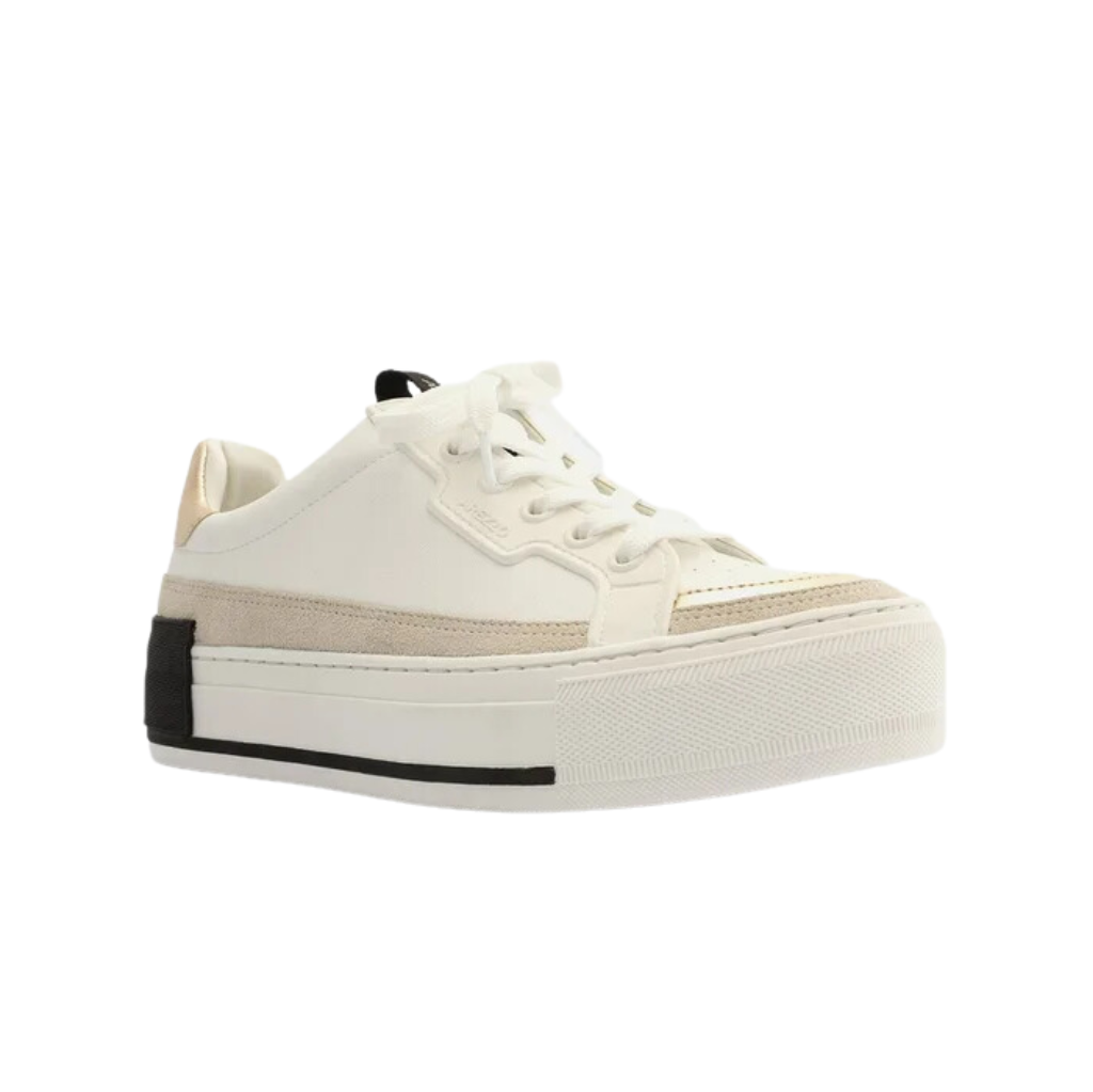 Tênis Arezzo Branco Flatform Amarração Preto