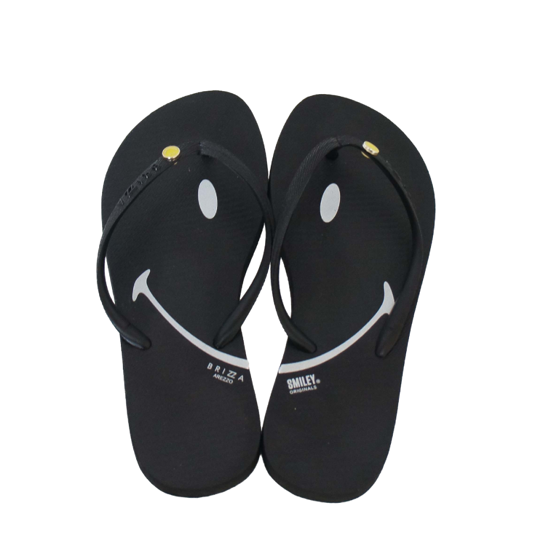 Chinelo de Dedo Brizza Arezzo Smiley Preto