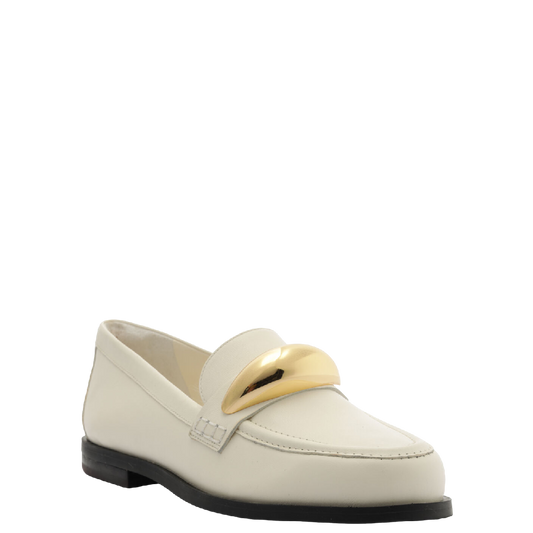 Mocassim Arezzo Branco Couro Metal Bold Silvia Braz