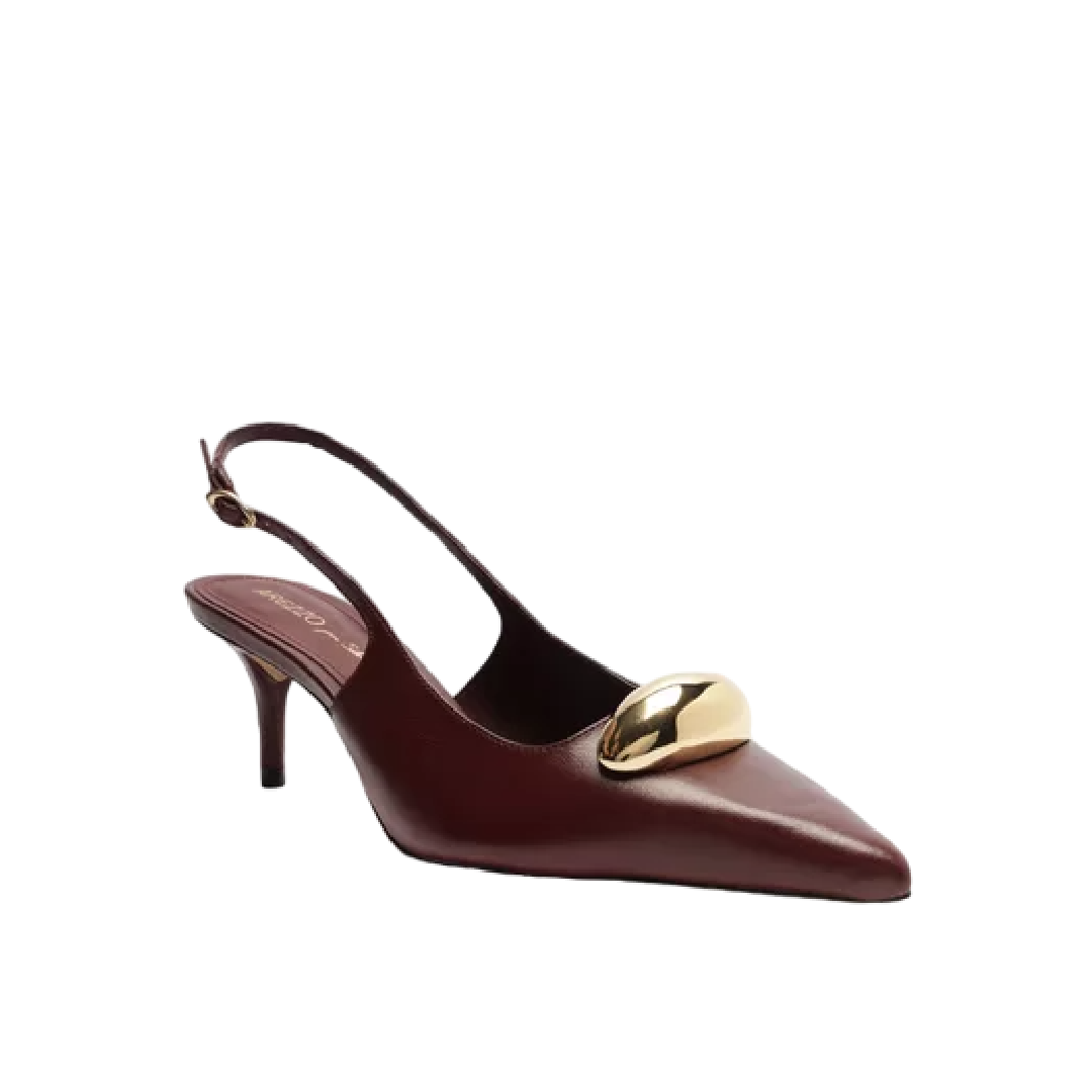 Scarpin Arezzo Couro Slingback Metal Silvia Braz Vinho