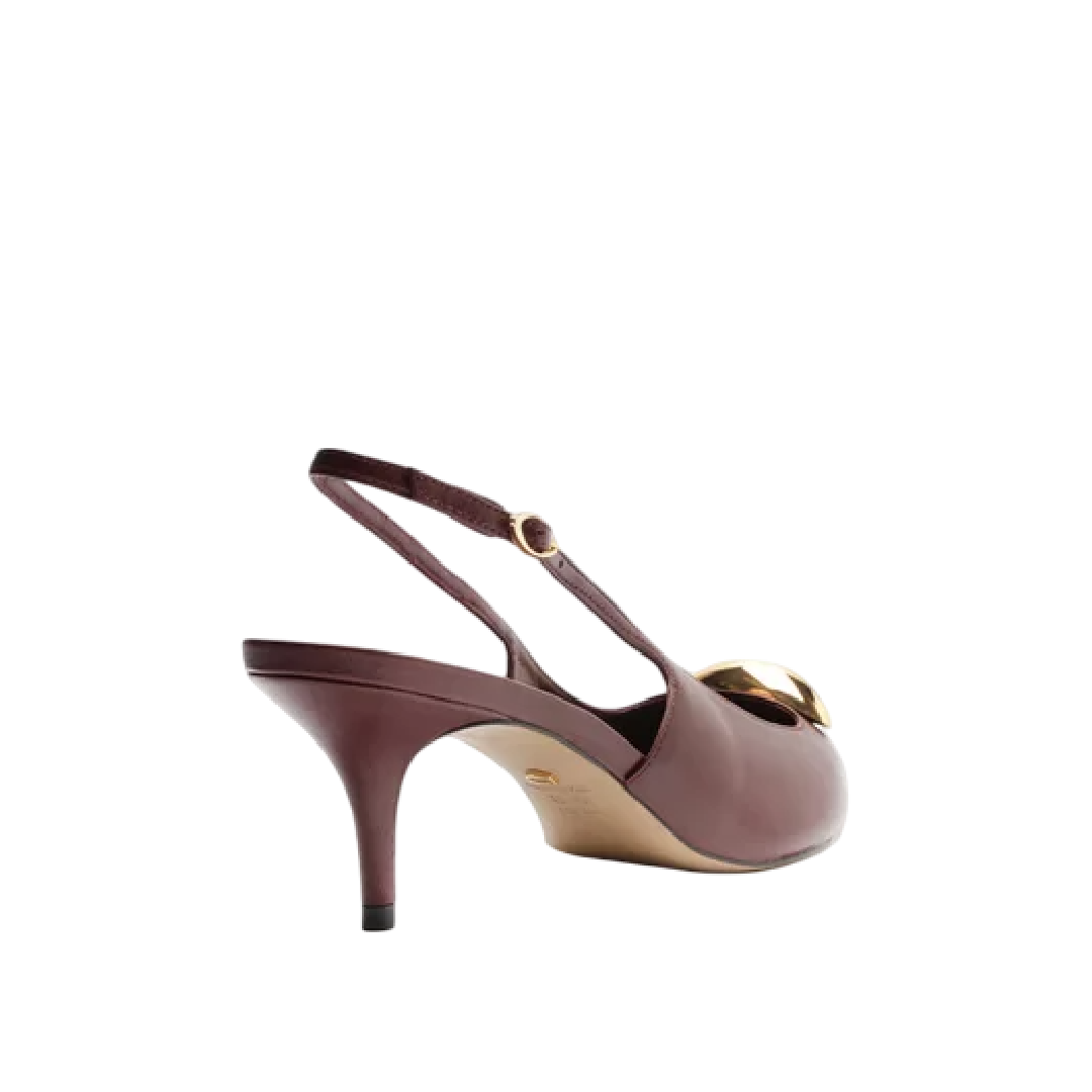 Scarpin Arezzo Couro Slingback Metal Silvia Braz Vinho