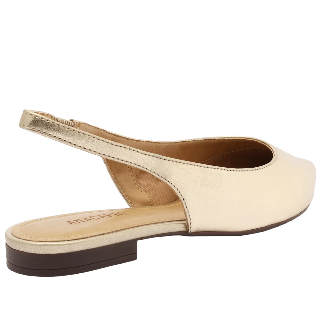 Sapatilha Anacapri Slingback Bico Fino Dourada