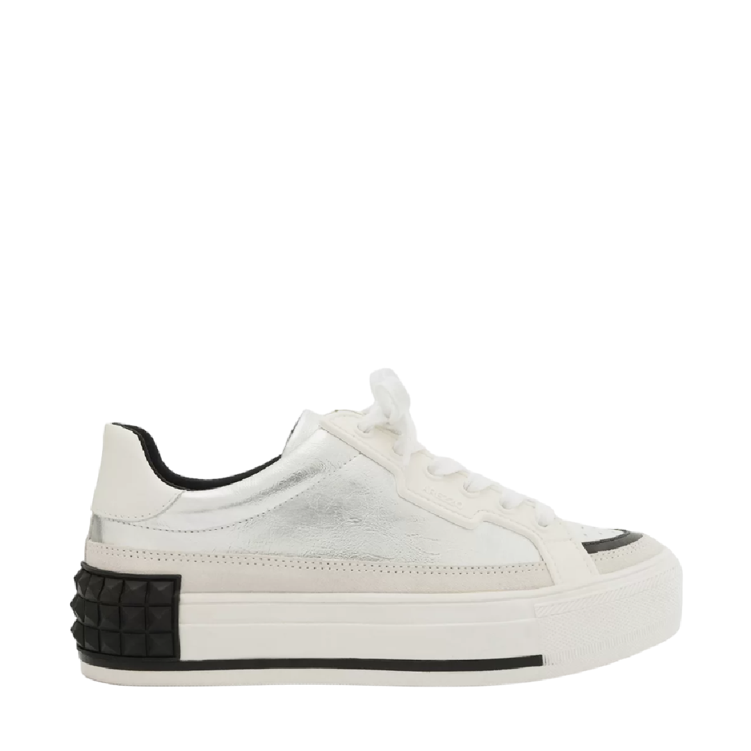 Tênis Arezzo Prata Flatform Amarração Spikes