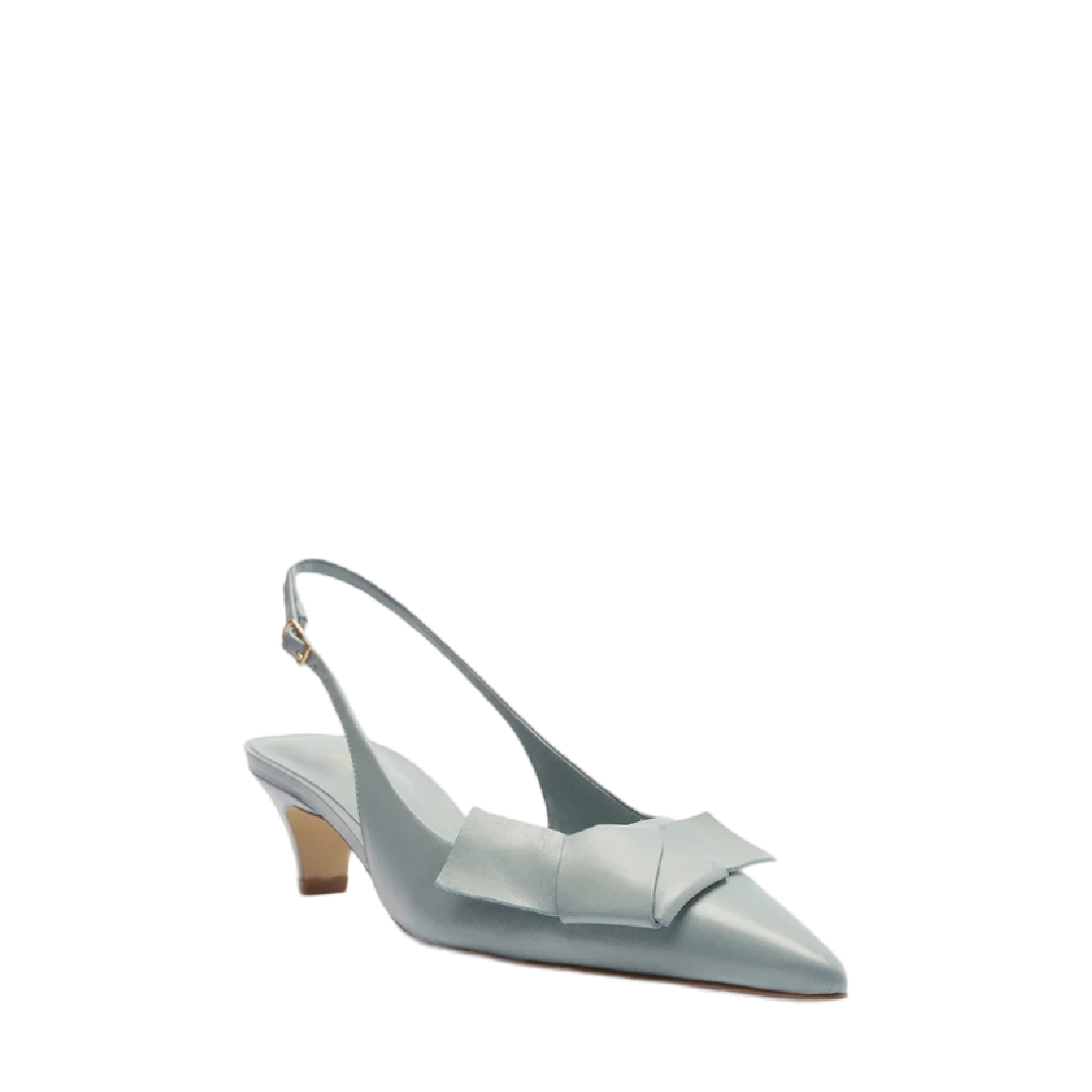 Scarpin Arezzo Azul Couro Bico Fino Slingback Laço