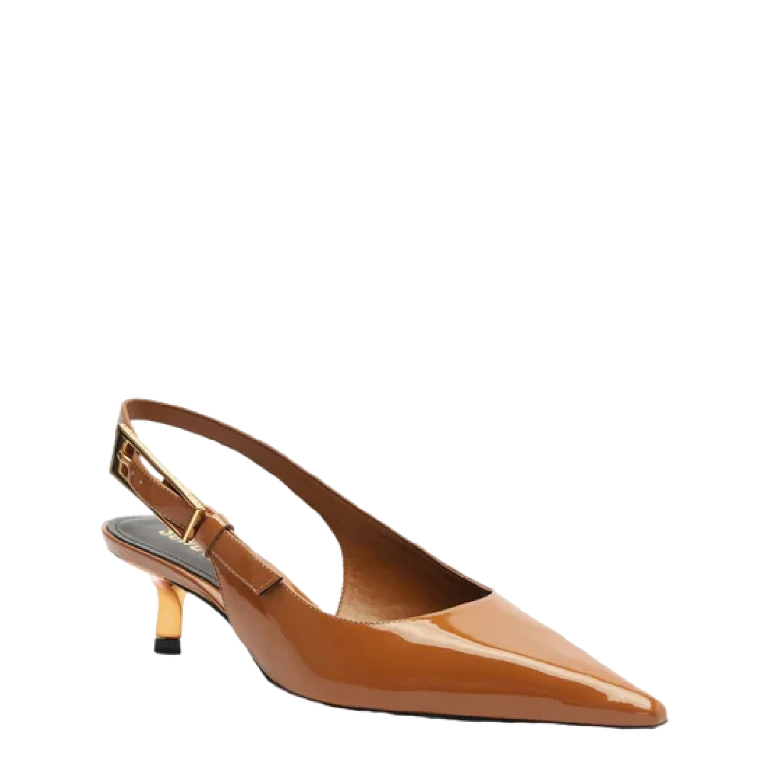 Scarpin Slingback Schutz Ciara Pump Mid Couro Marrom