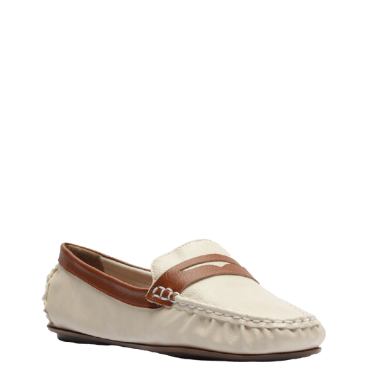 Mocassim Anacapri Off White Clássicos Pesponto