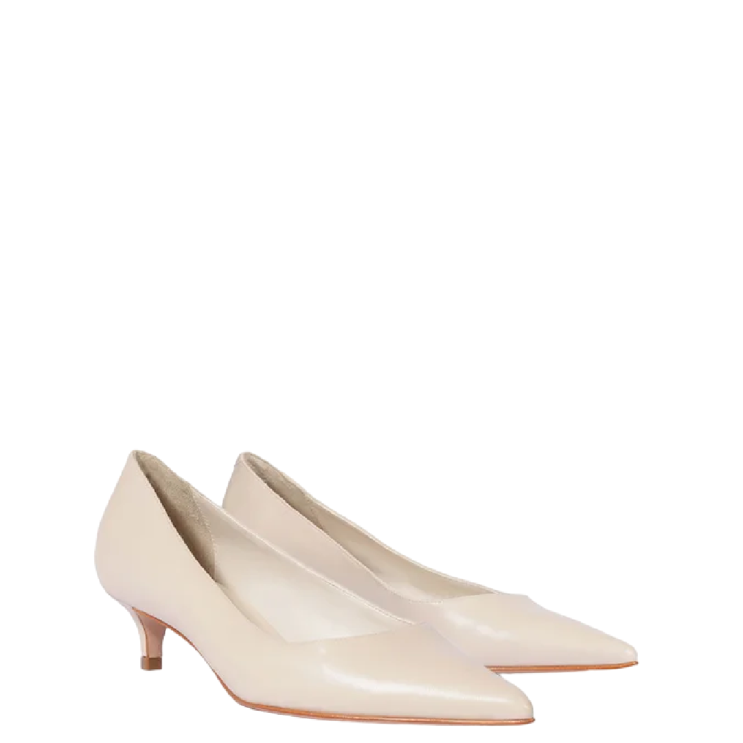 Scarpin Schutz Laura Mid Couro Off White