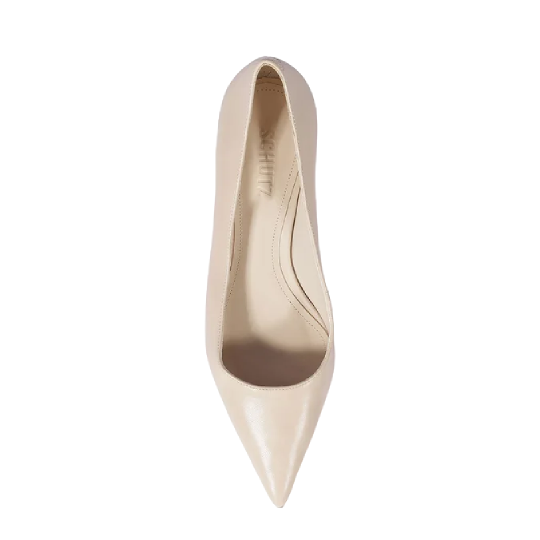 Scarpin Schutz Laura Mid Couro Off White