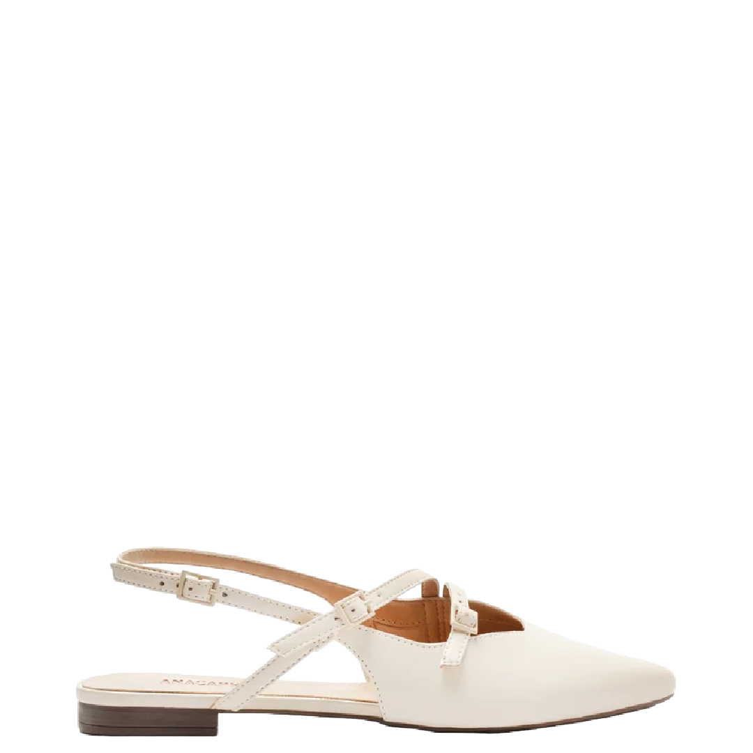 Sapatilha Anacapri Slingback Bico Fino Duas Tiras Bege