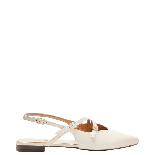 Sapatilha Anacapri Slingback Bico Fino Duas Tiras Bege