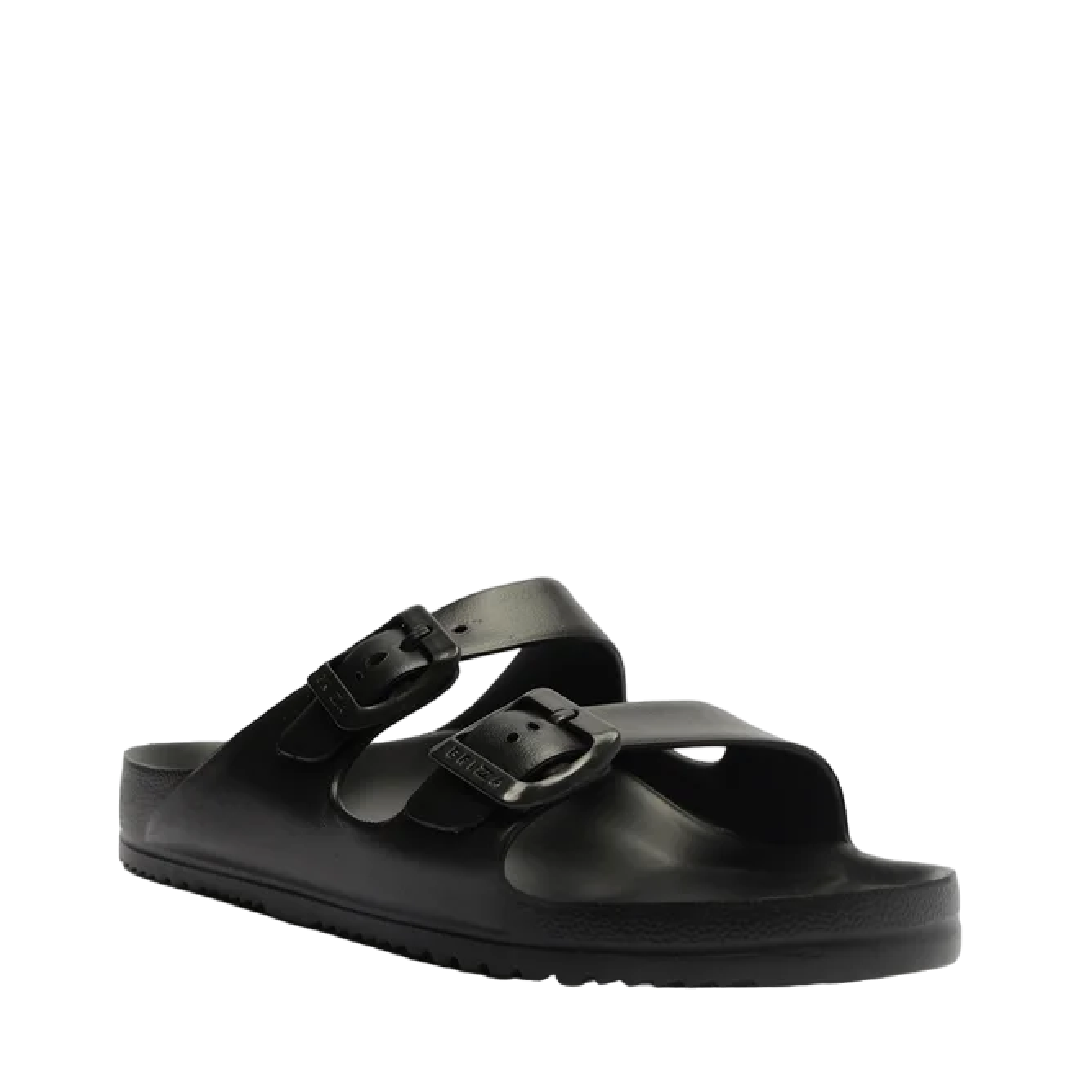 Slide Brizza Arezzo Preta Flatform Tiras