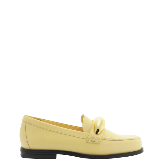 Mocassim Arezzo Amarelo Couro Metal Bold Silvia Braz