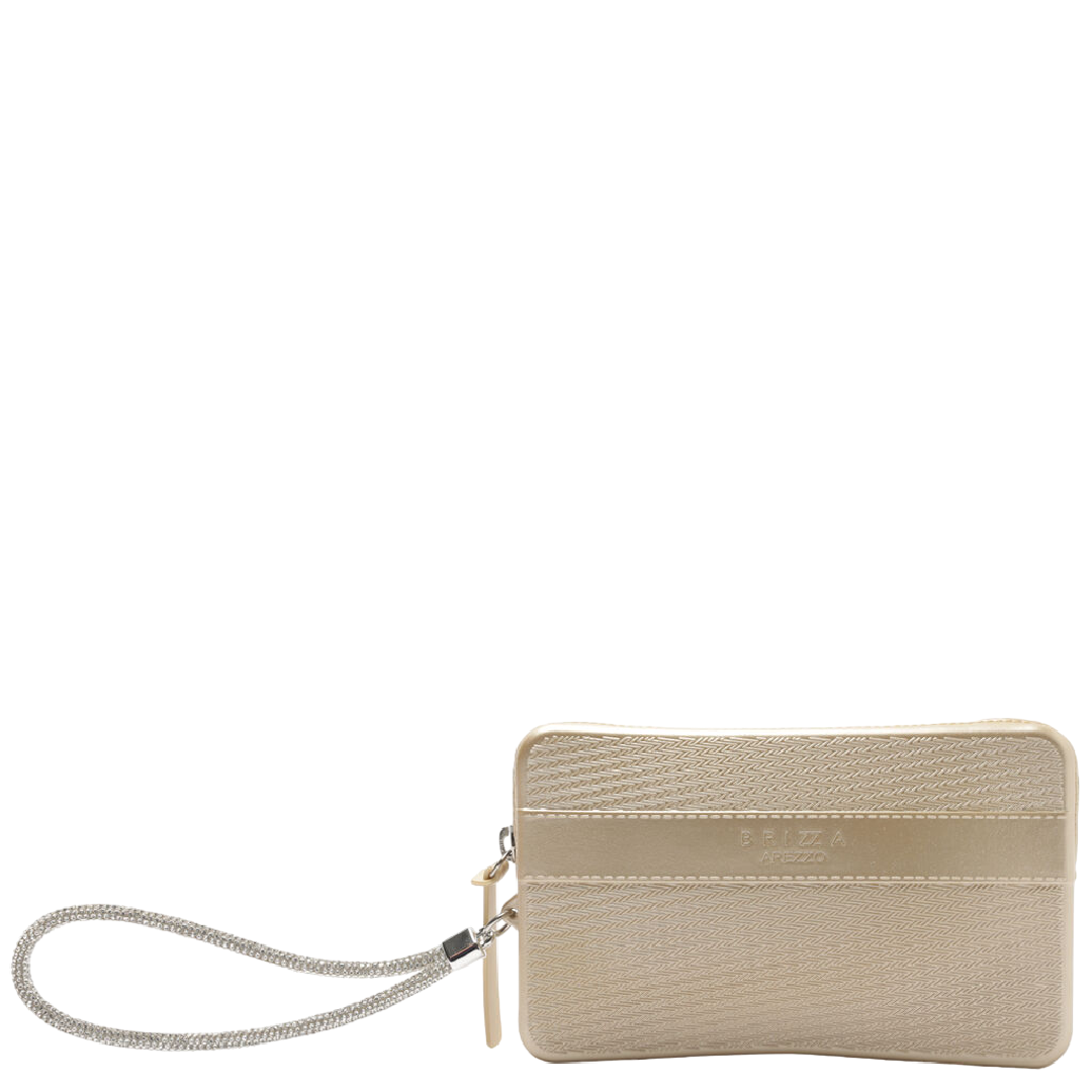 Clutch Brizza Arezzo Dourada Metal Alça Malu Glam