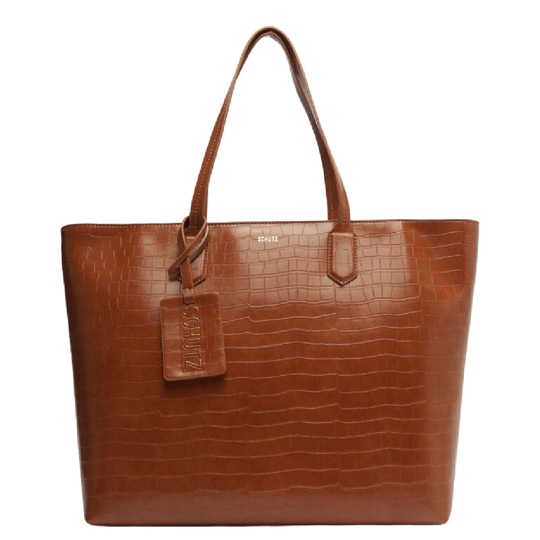 Bolsa Schutz Croco Camel Couro Grande