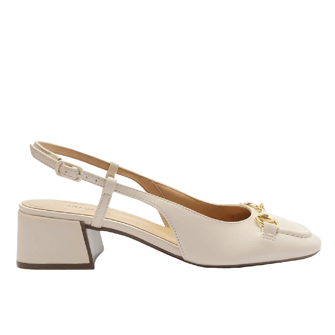 Sapatilha Anacapri Slingback Salto Bloco Bridão Off White