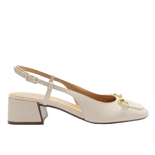 Sapatilha Anacapri Slingback Salto Bloco Bridão Off White