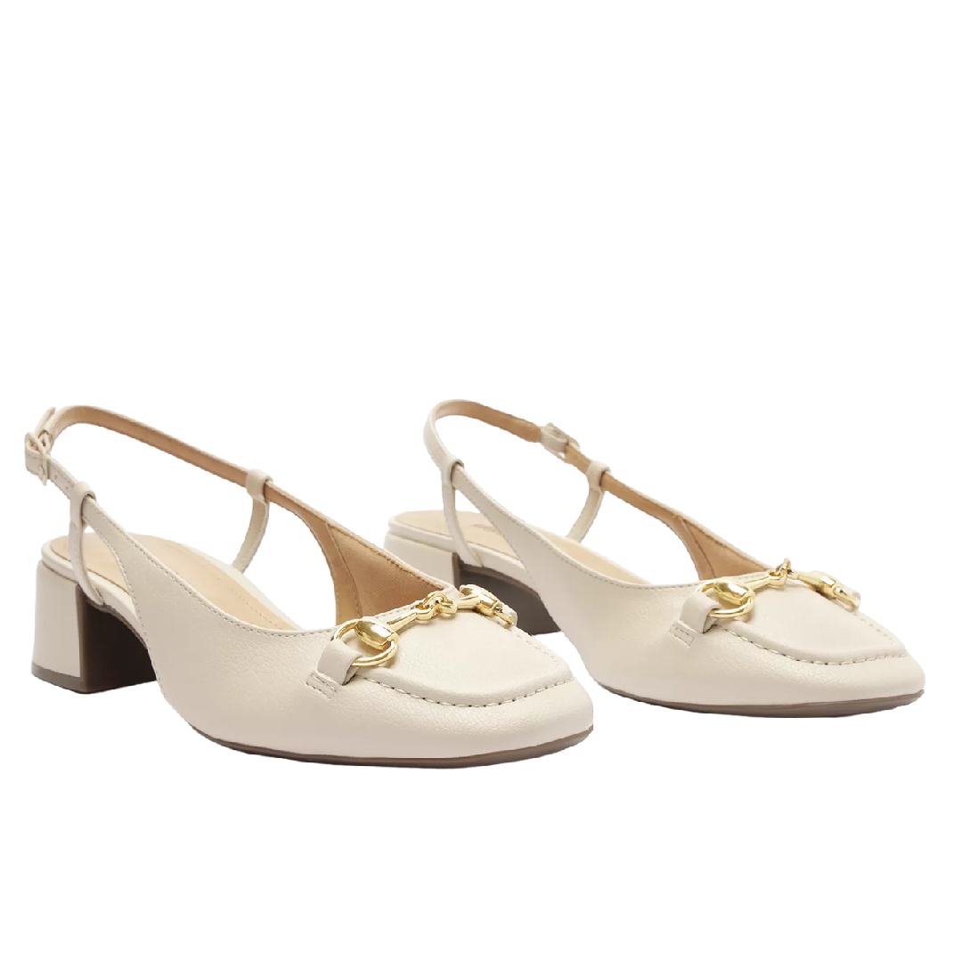 Sapatilha Anacapri Slingback Salto Bloco Bridão Off White