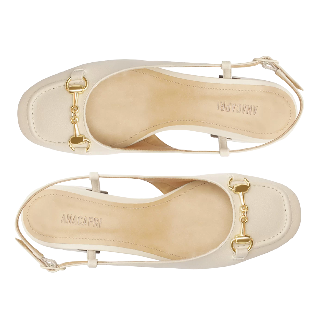 Sapatilha Anacapri Slingback Salto Bloco Bridão Off White