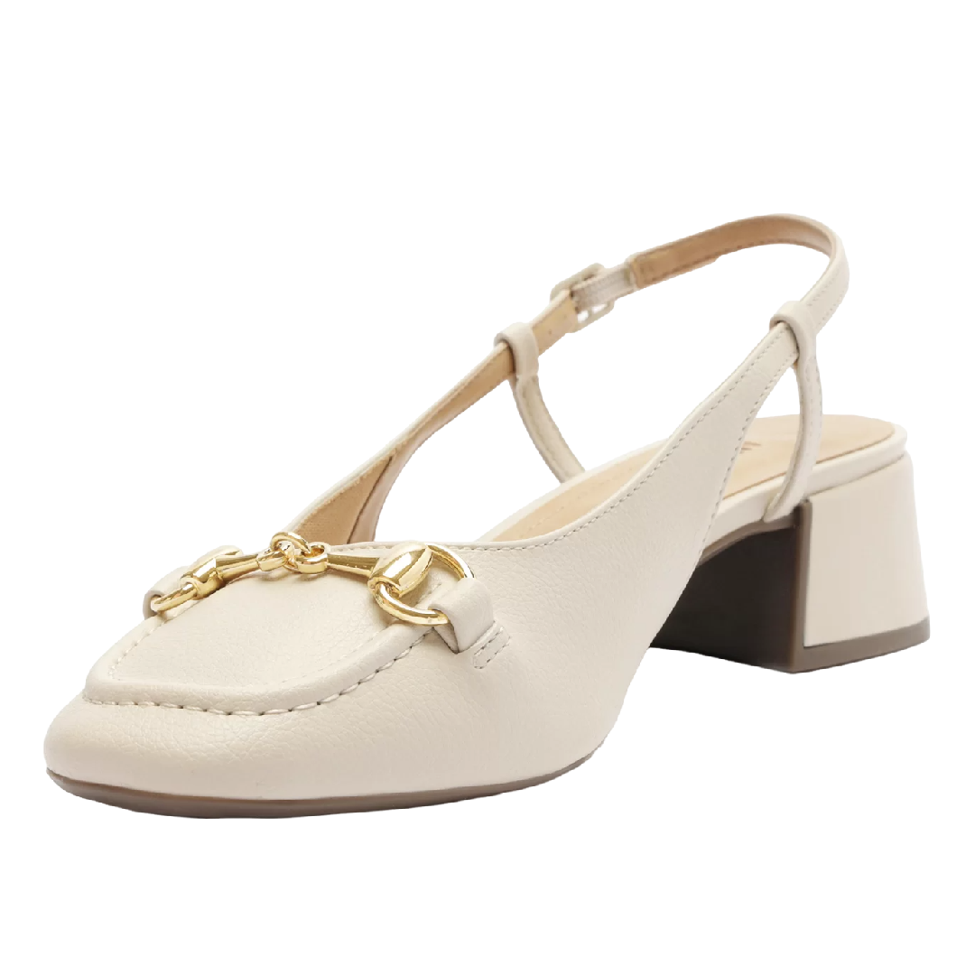 Sapatilha Anacapri Slingback Salto Bloco Bridão Off White