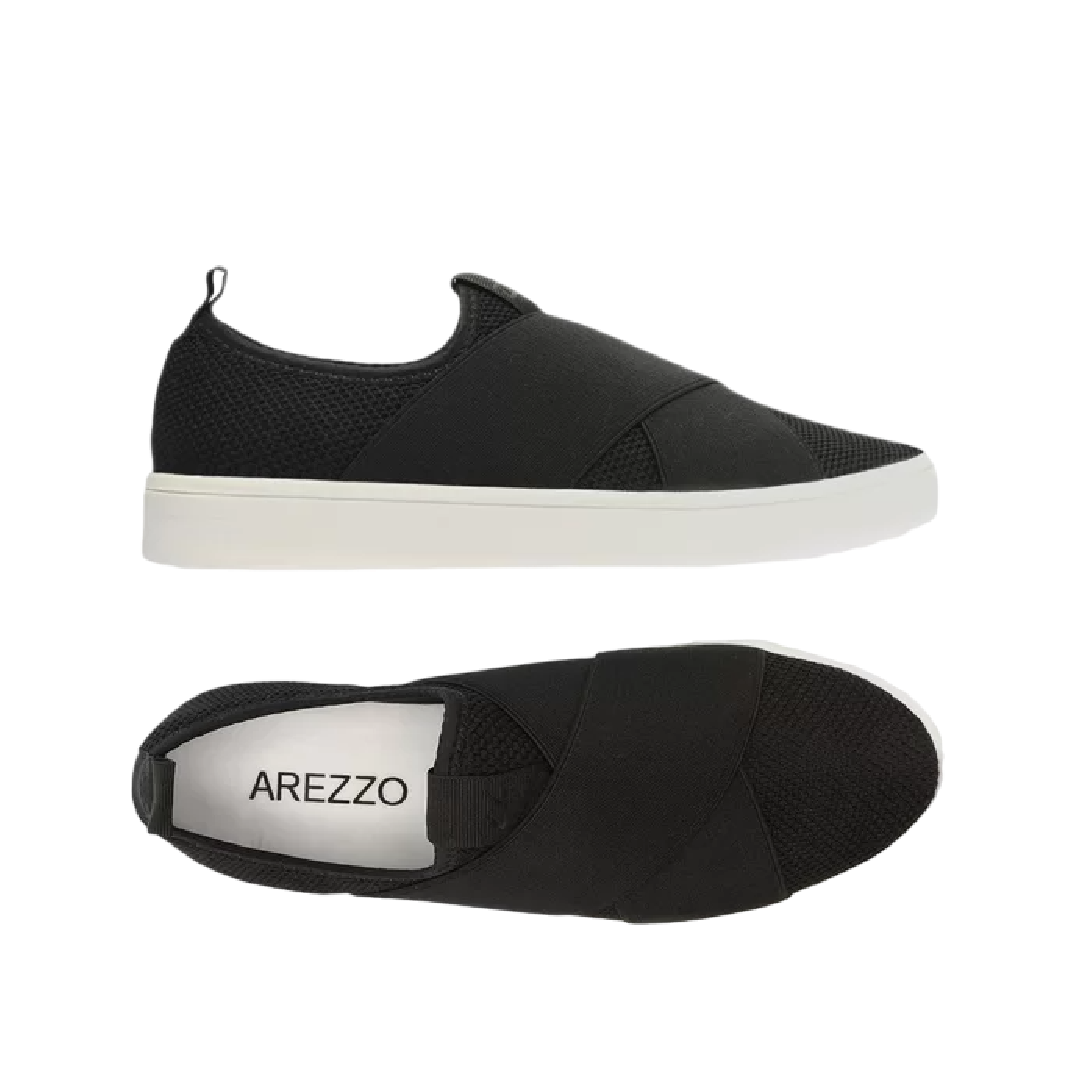 Tênis Arezzo Slip On Preto Tecido Elásticos