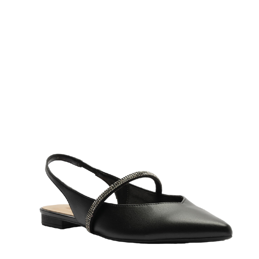 Sapatilha Anacapri Slingback Bico Fino Preta Brilho