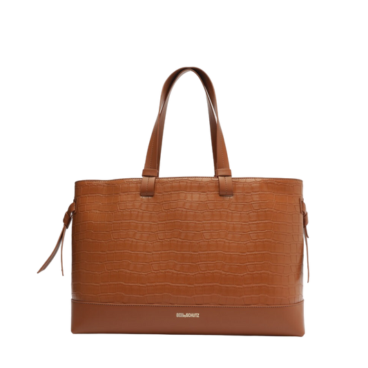 Bolsa Schutz Croco Caramelo Couro Grande