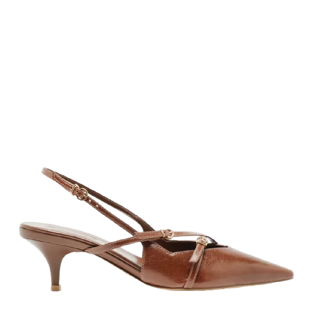 Scarpin Arezzo Marrom Salto Médio Slingback Amélia