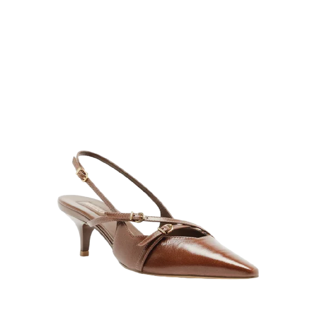 Scarpin Arezzo Marrom Salto Médio Slingback Amélia