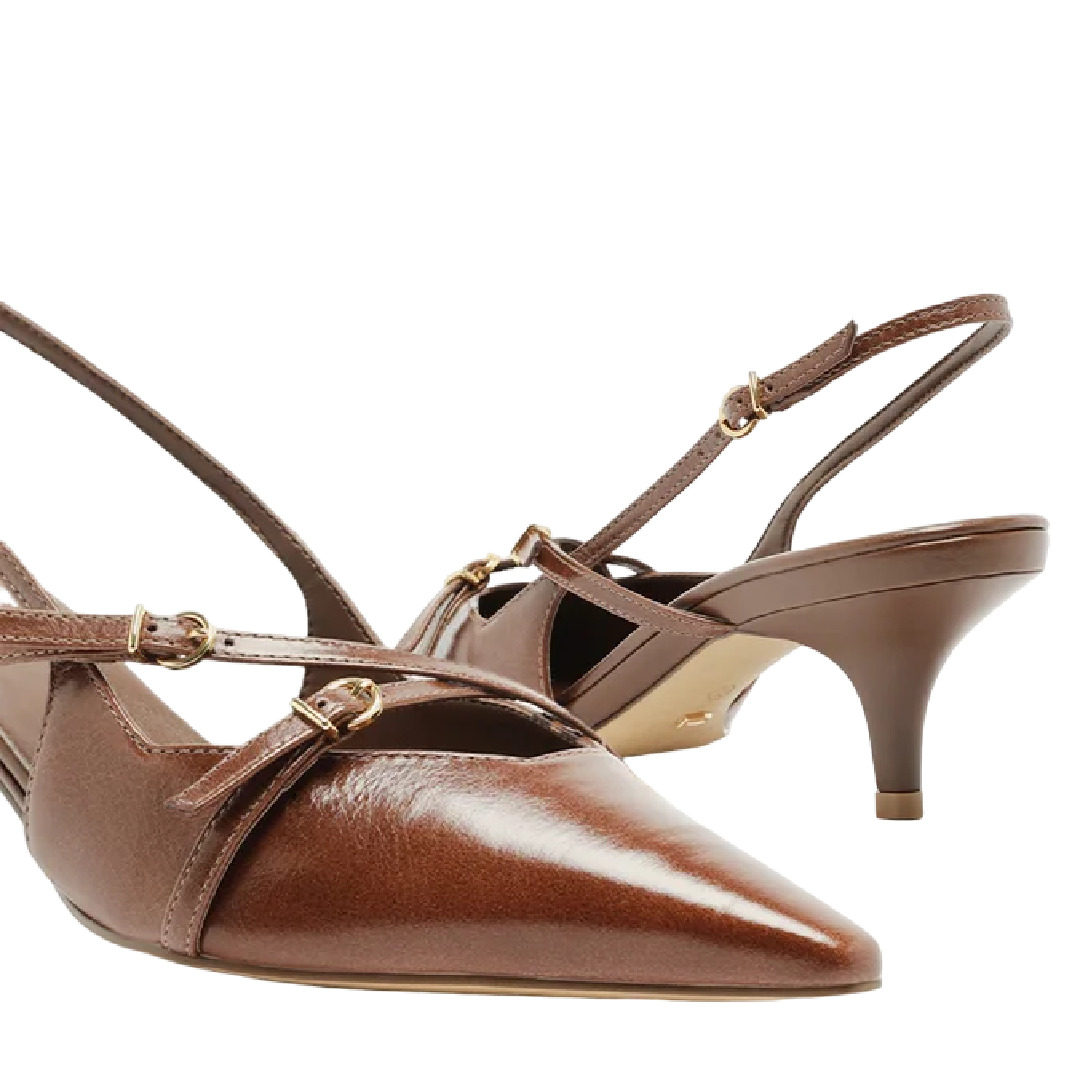 Scarpin Arezzo Marrom Salto Médio Slingback Amélia