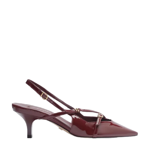 Scarpin Arezzo Bordô Verniz Salto Médio Slingback Amélia