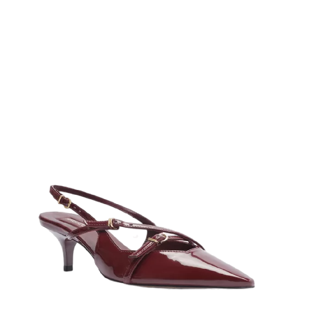 Scarpin Arezzo Bordô Verniz Salto Médio Slingback Amélia