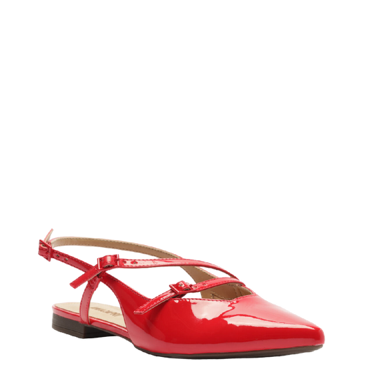 Sapatilha Anacapri Slingback Vermelha Verniz Tiras Fivelas