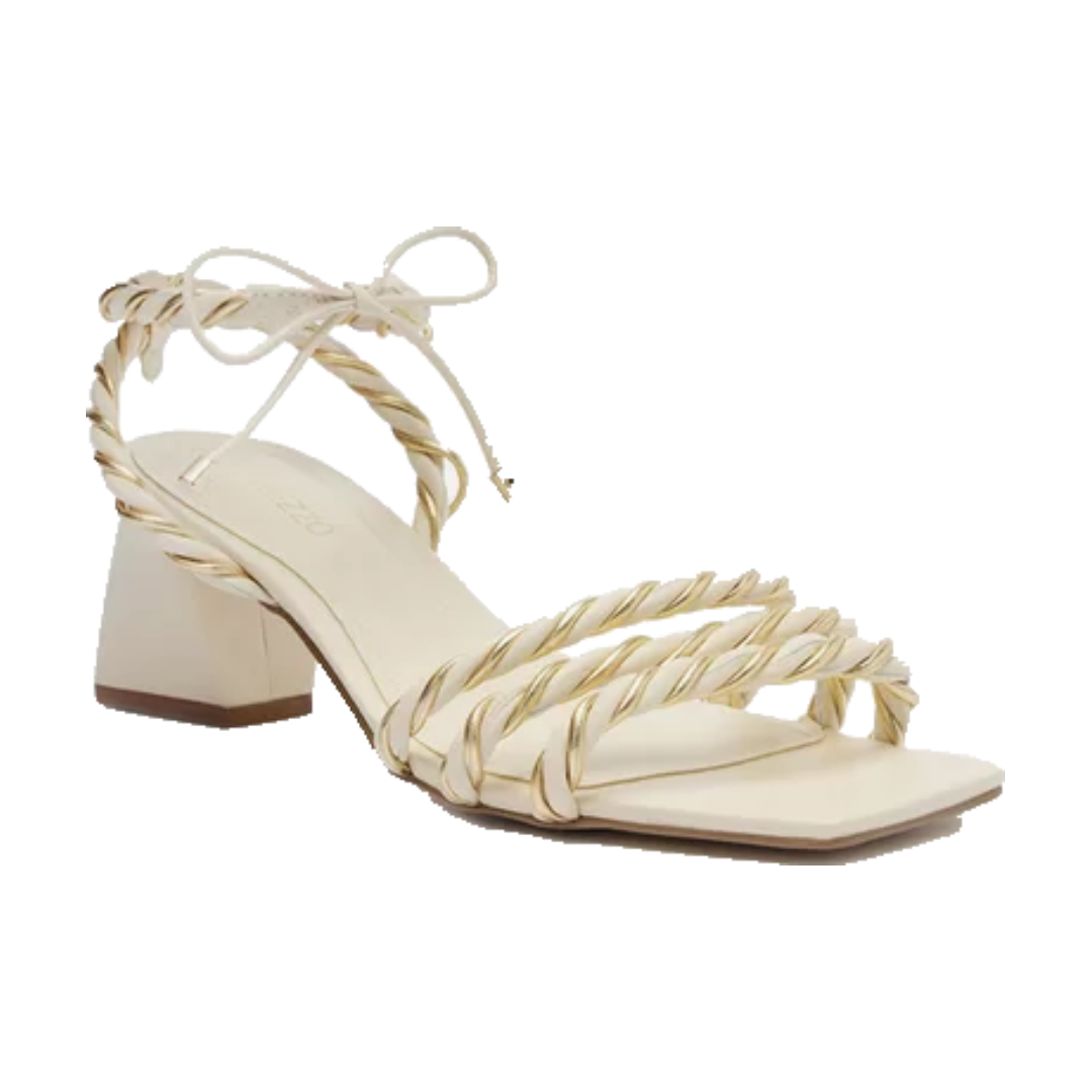 Sandália Arezzo Off White Bloco Tiras Torcidas Bicolor